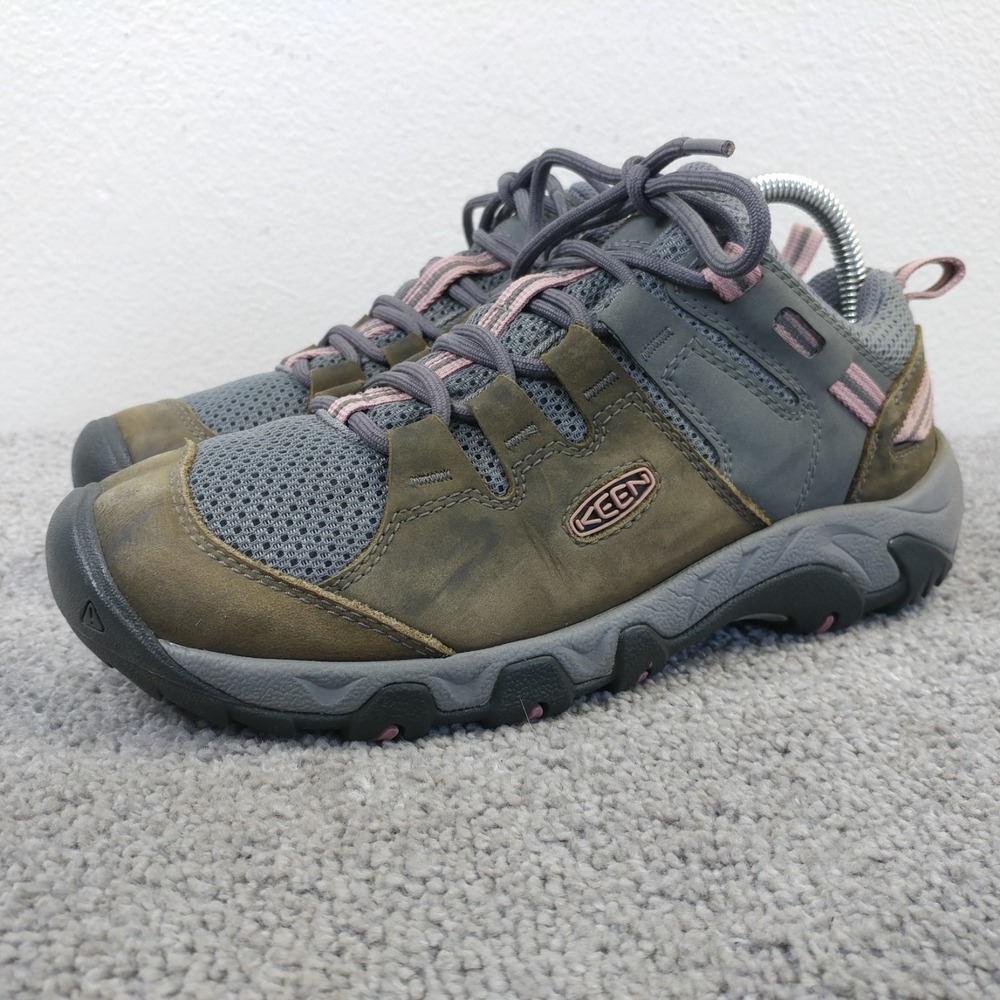 Keen Steens Womens Size 7 Hiking Boots Leather Waterproof Grey Brown NO INSOLES